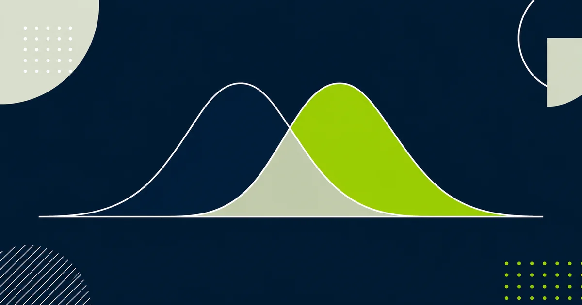 Two overlapping distribution curves showing measured lift between a treatment cohort and its holdout